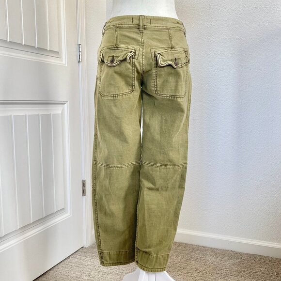 FREE PEOPLE High-Rise Button-Fly Moss Green Utility Boyfriend Pant Size 25 - Picture 10 of 16